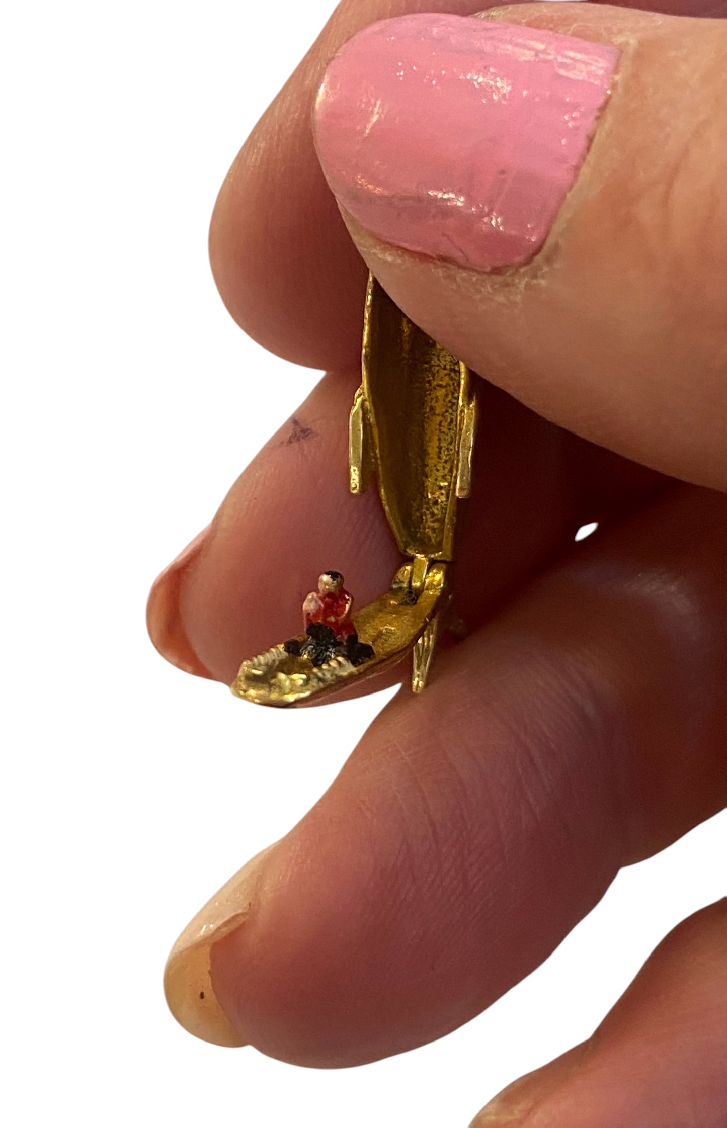 9ct vintage opening whale charm with Jonah circa 1979