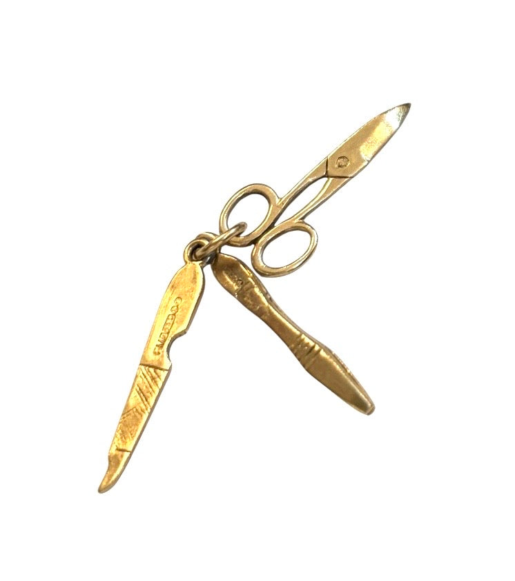 9ct vintage scissor, nail file and tweezers. circa 1965 by Fm