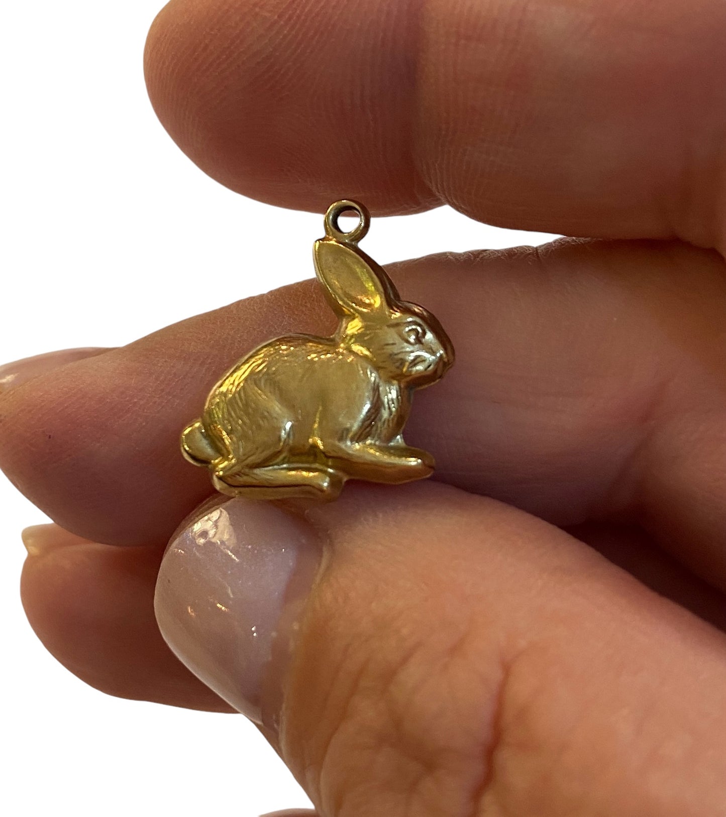 9ct vintage rabbit charm. small. hollow