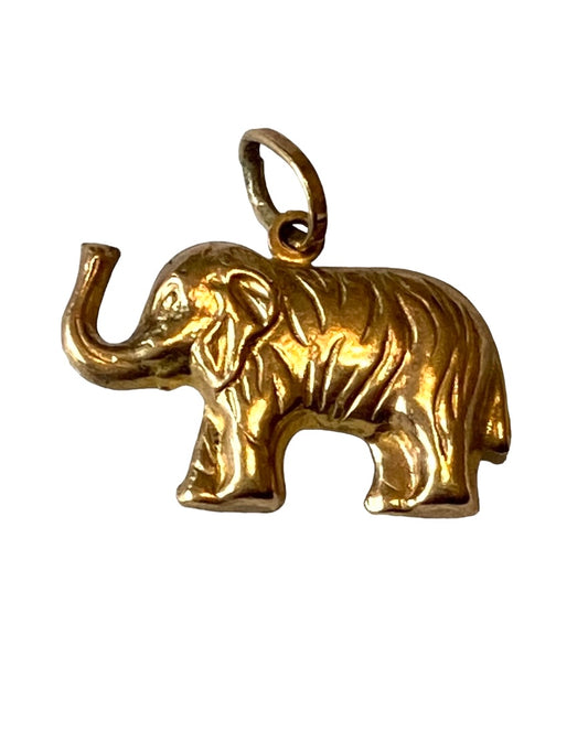9ct vintage elephant charm , yellow gold hollow