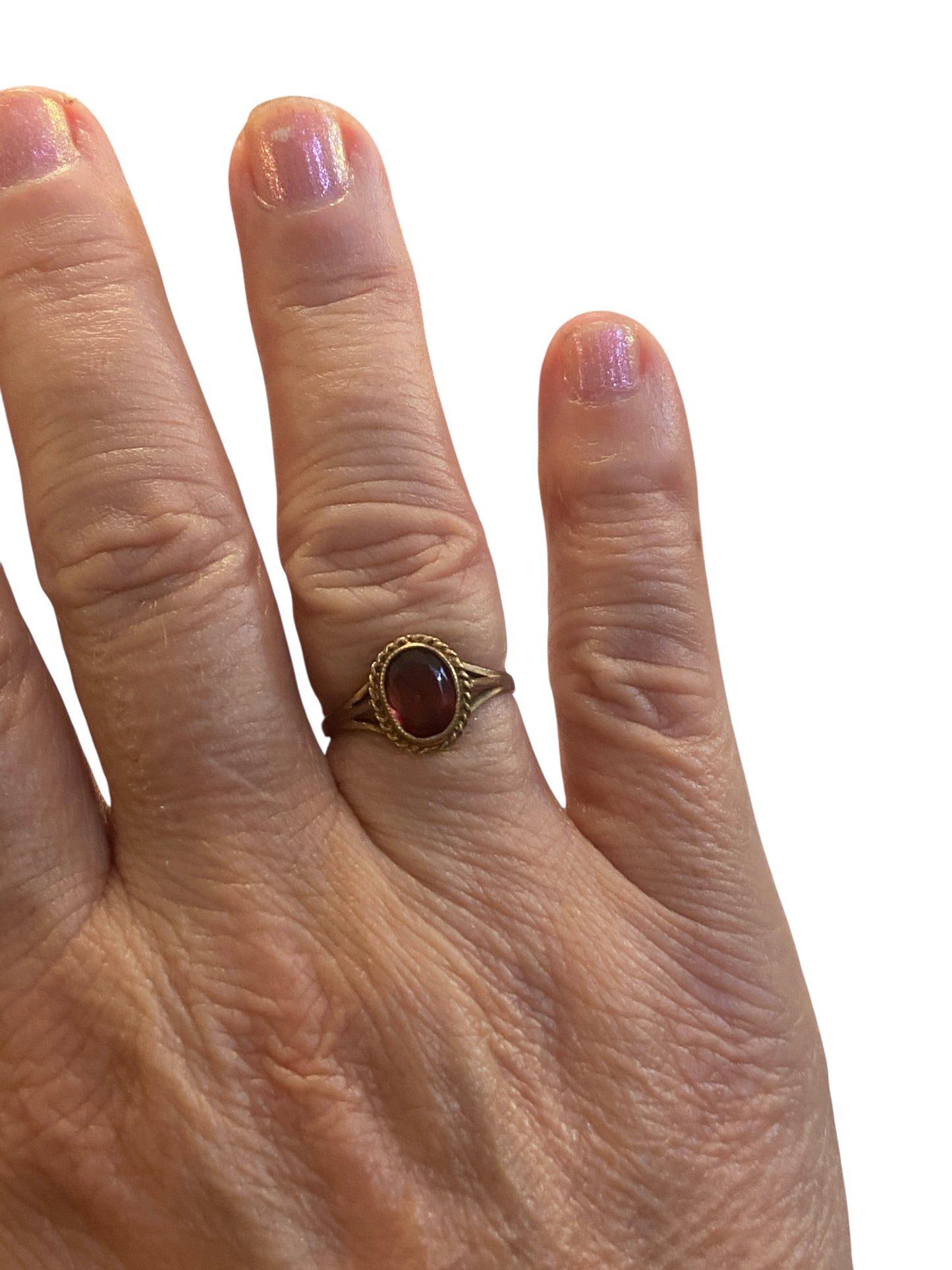 9ct vintage garnet ring , circa 1989, ring size ~N