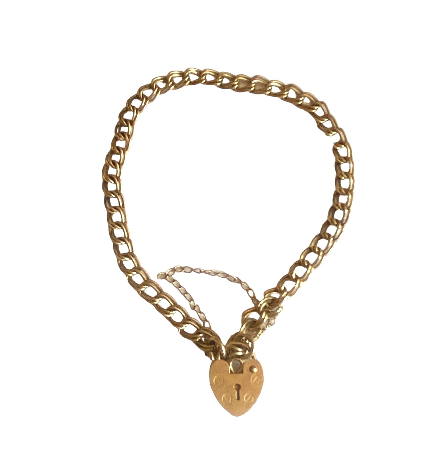 9ct vintage double link bracelet. charm bracelet , yellow gold