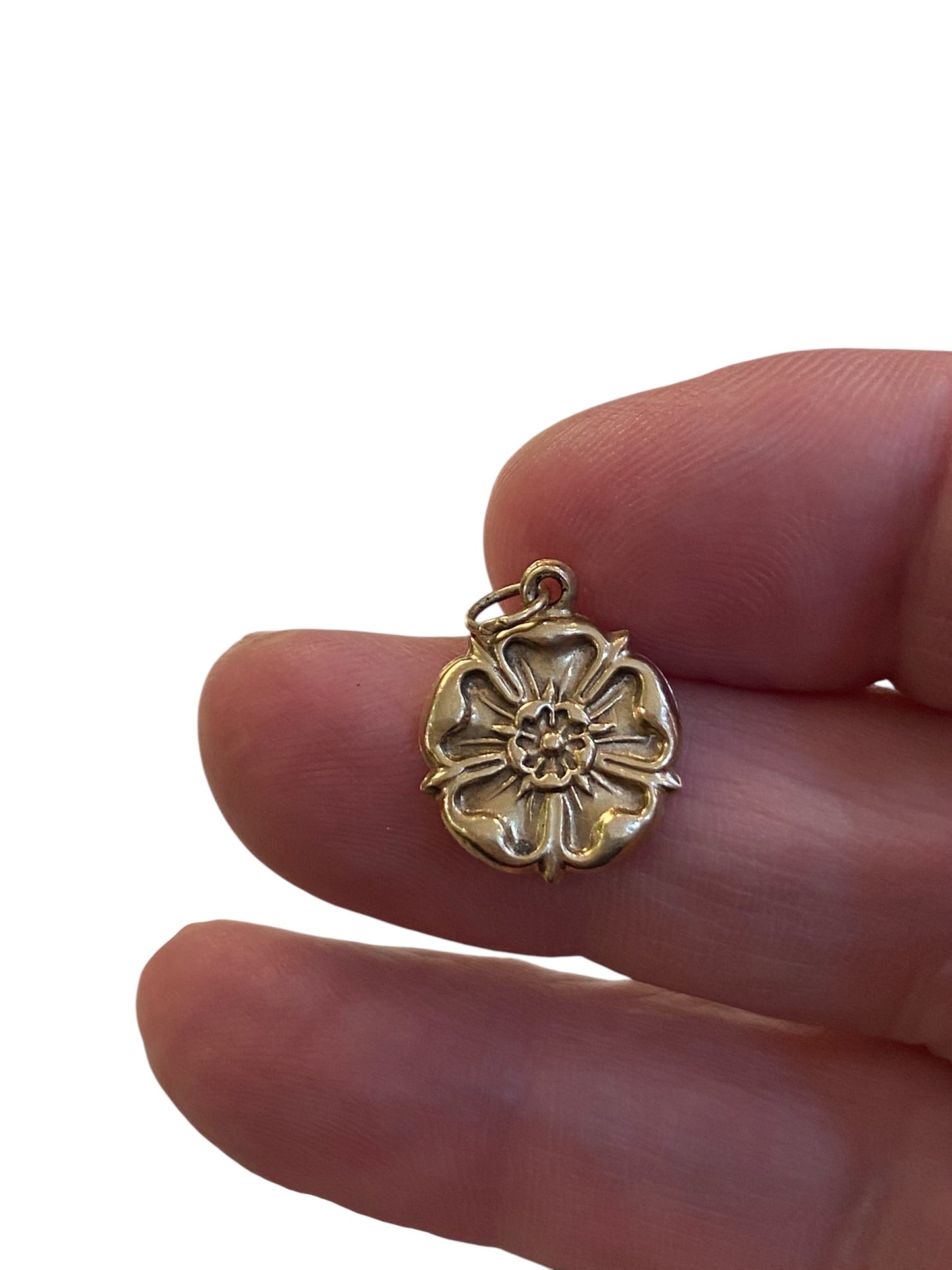 9ct vintage English rose charm/ pendant circa 1964 hollow