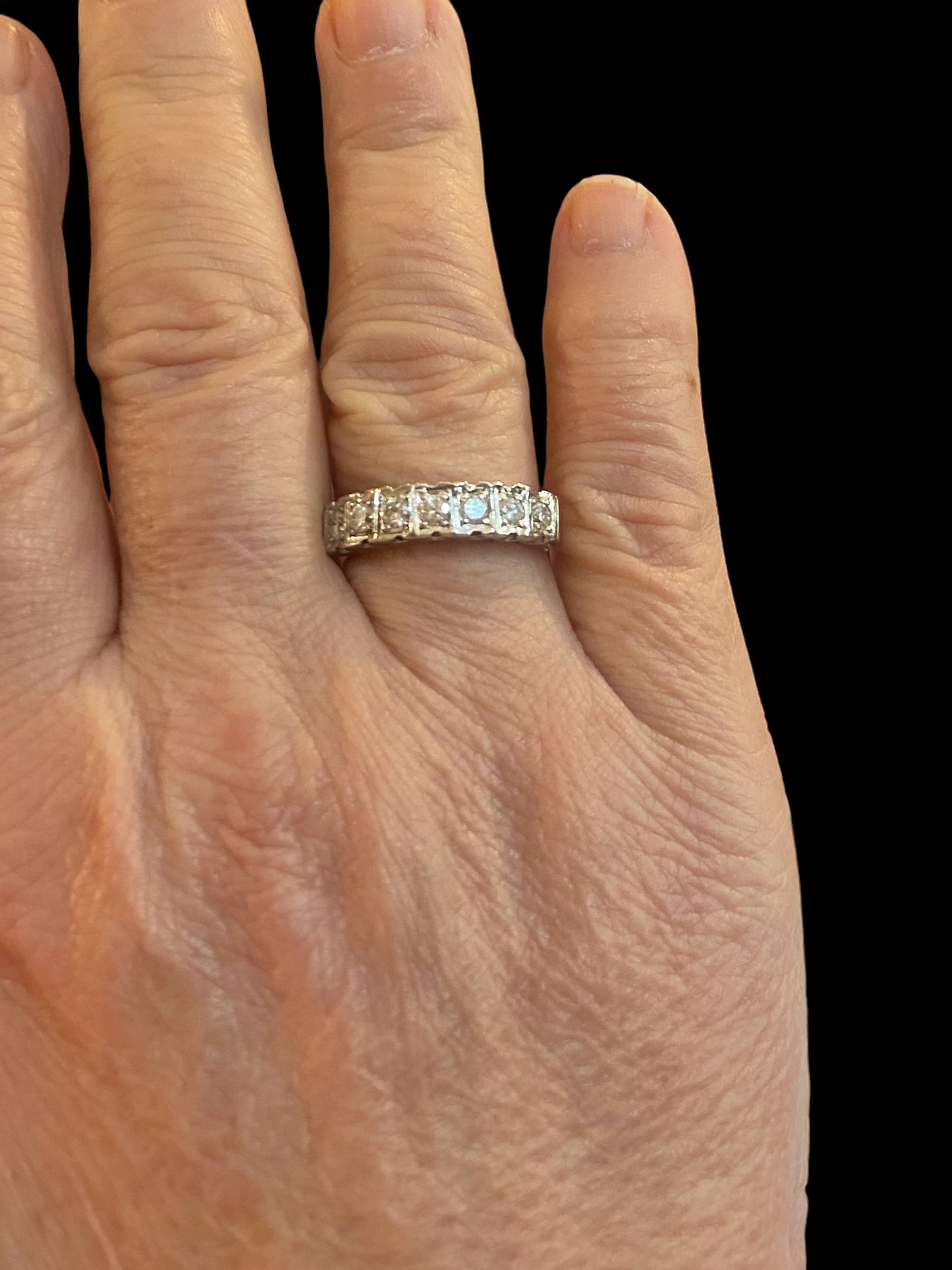 9ct pre owned half eternity diamond ring size N 1/2