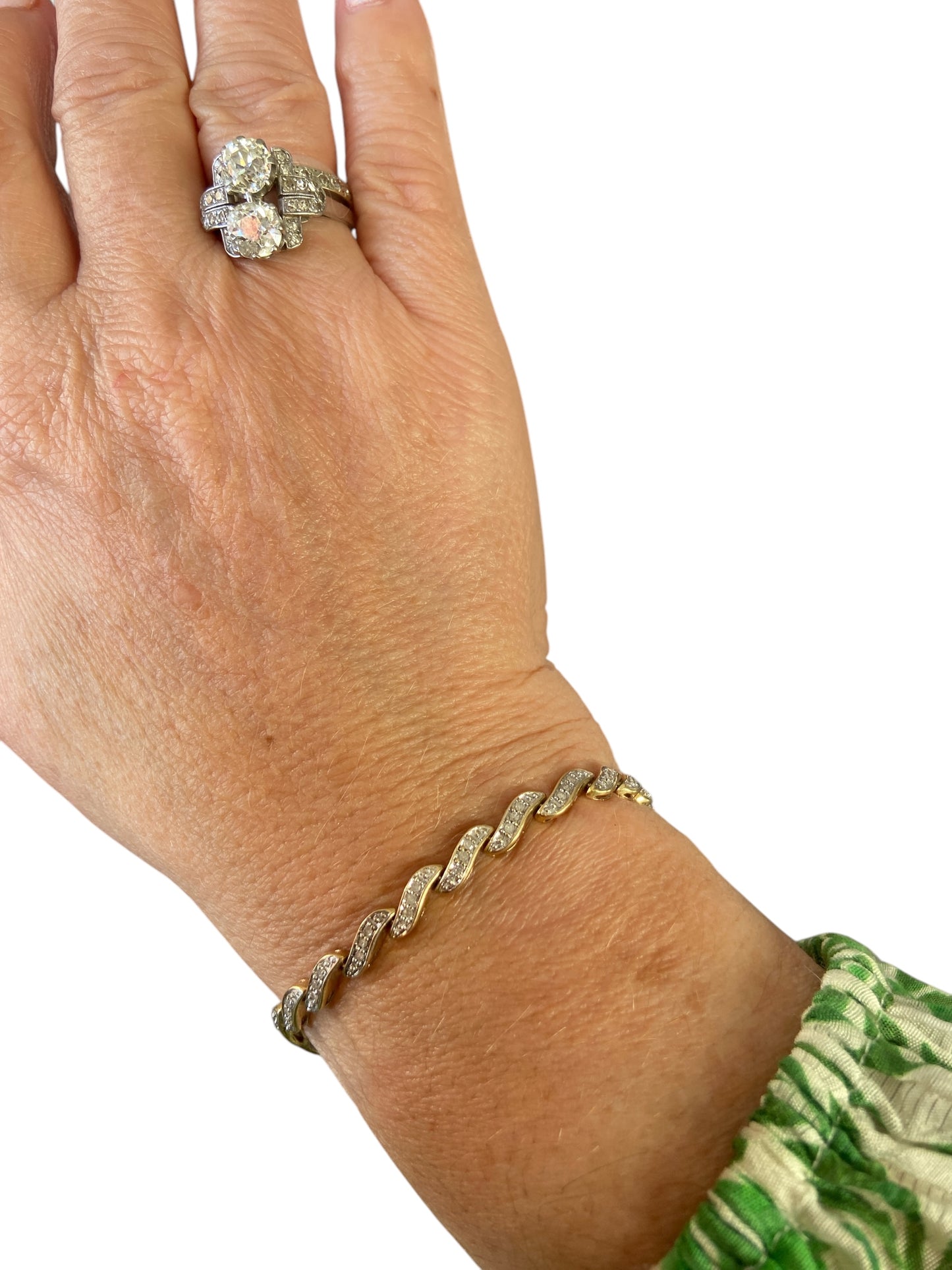 9ct vintage diamond bracelet. 17 cm.