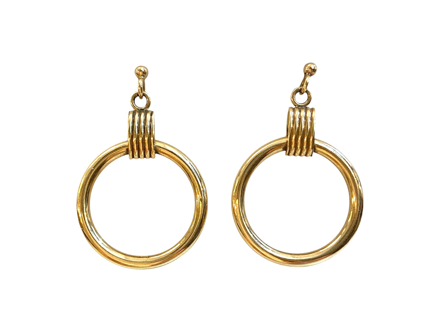9ct vi tage preowned drop circle earrings circa 1993 9.1g