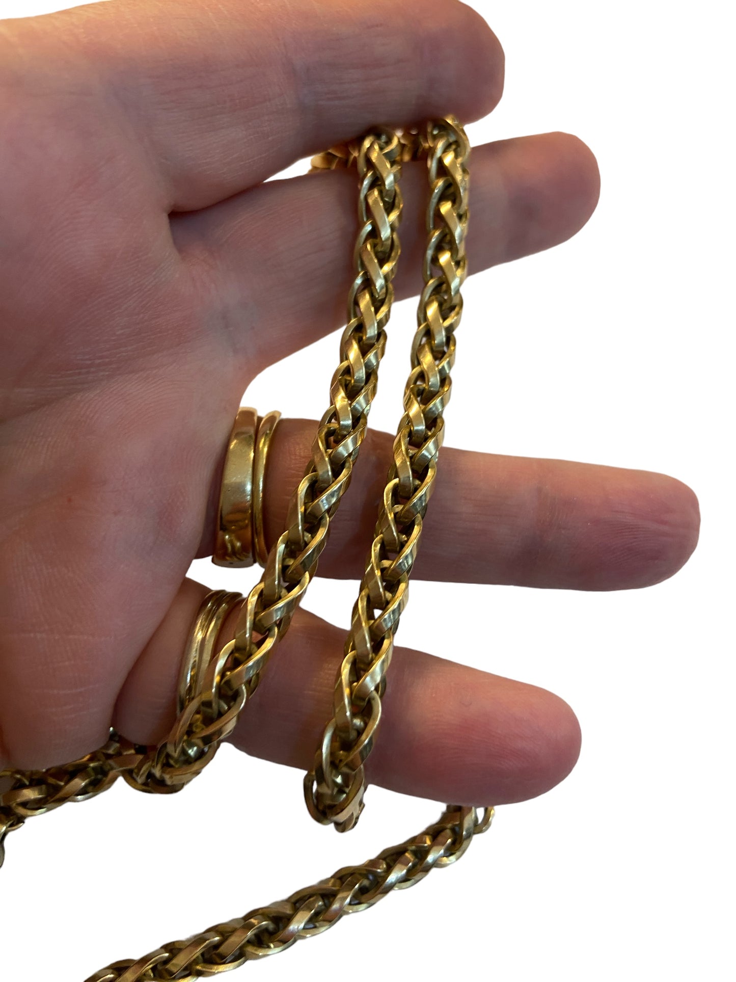 9ct chunky vintage braid link chain 18 inches