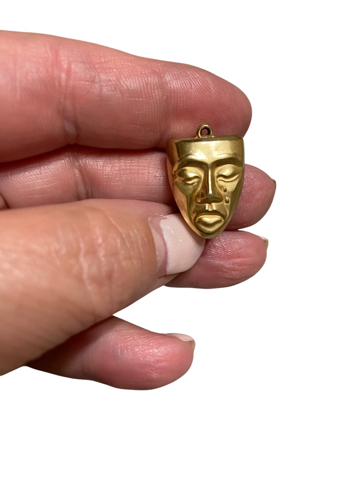 9ct vintage comedy and tragedy mask charm / pendant