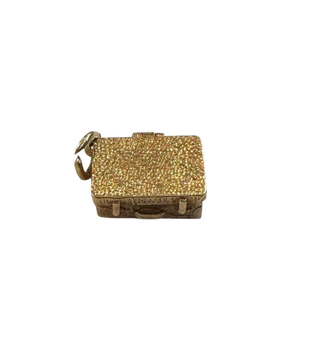 9ct vintage brief case charm with a jewel inside 2.9g