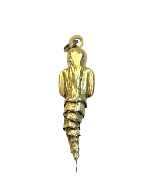 9ct vintage mermaid charm, articulated 1.5g
