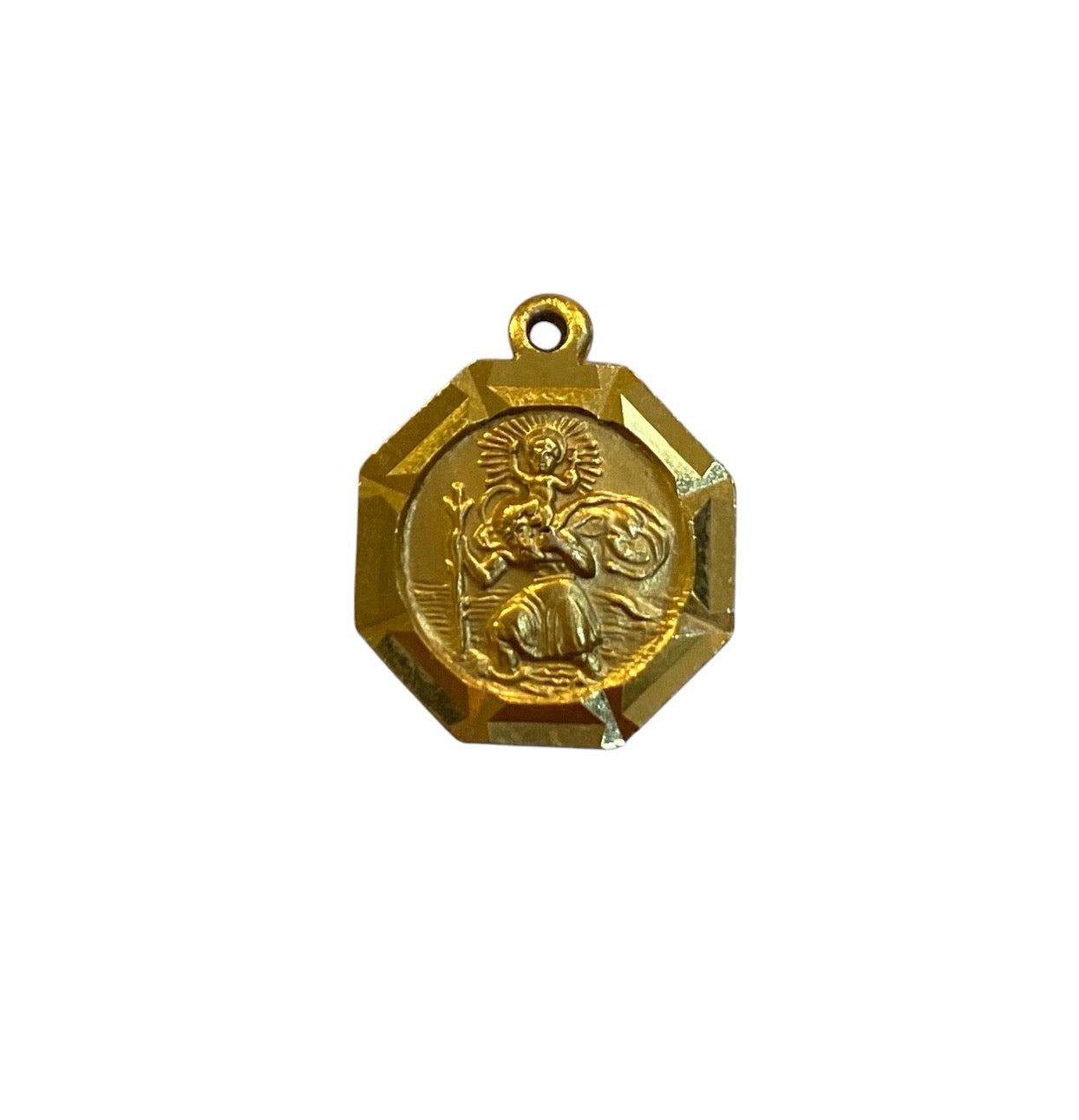 9ct vintage octagonal St Christopher charm / pendant by Georg jensen circa 1978