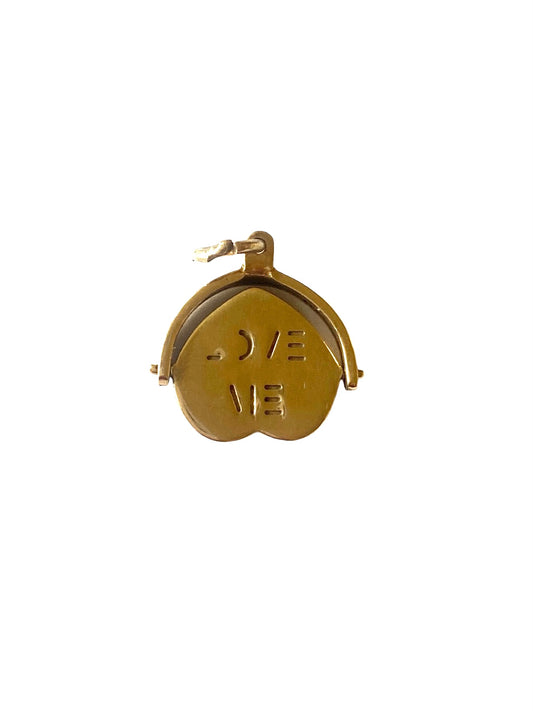 9ct 'love me' spinner charm yellow gold . solid gold. circa 2000
