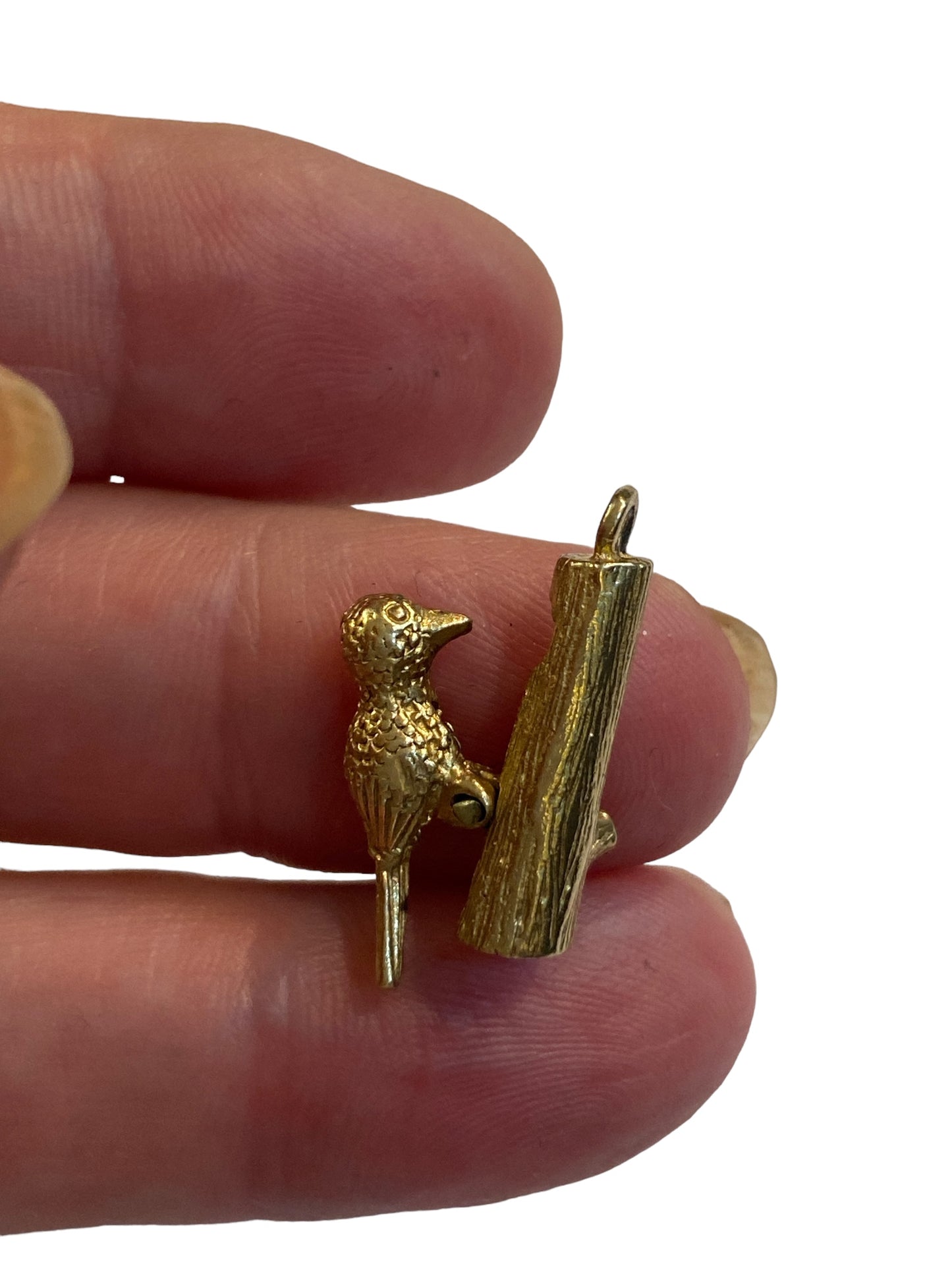 9ct vintage articulated woodpecker charm circa 1970