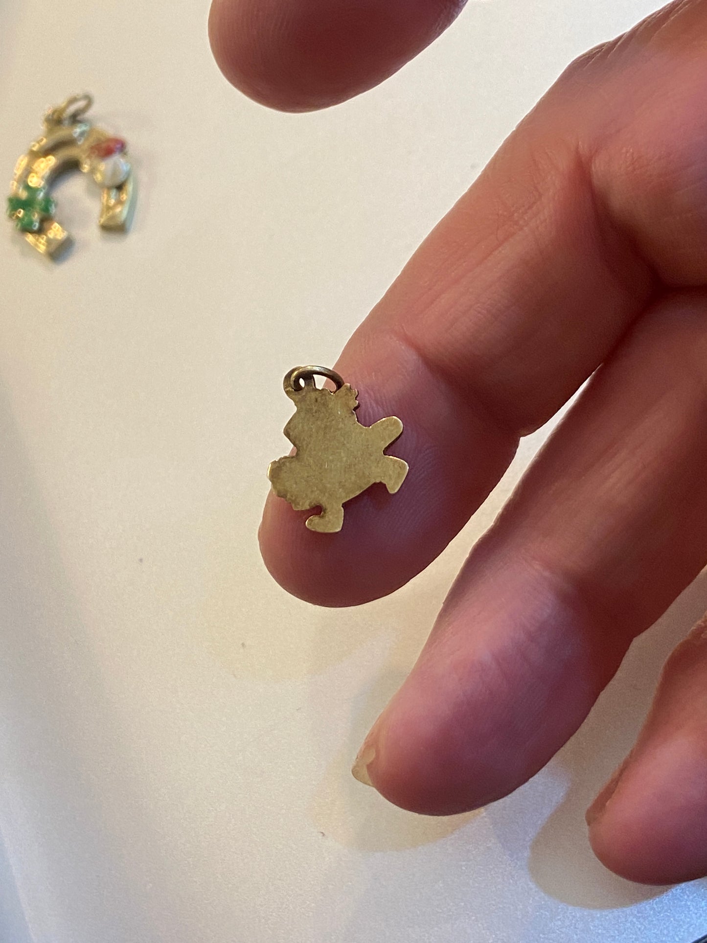 14ct 585 vintage charm. enamel snowman. rare charms