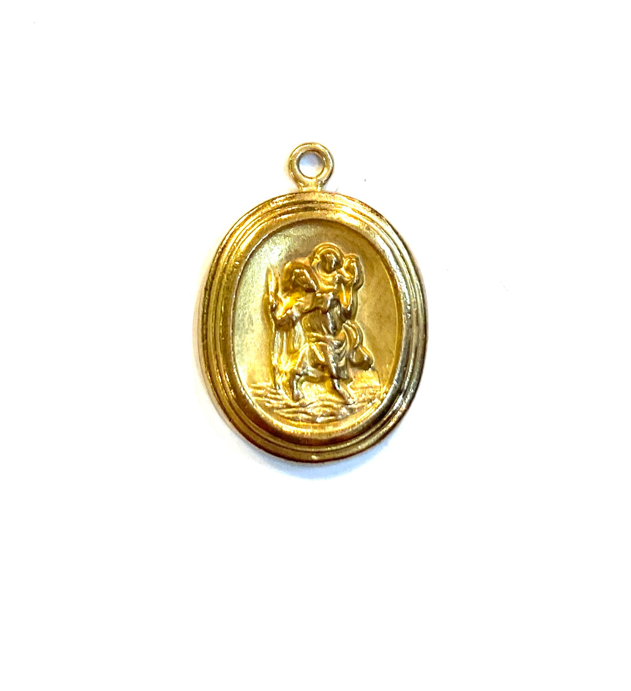 9ct vintage St Christopher charm / pendant oval, hollow 0.9 by FM