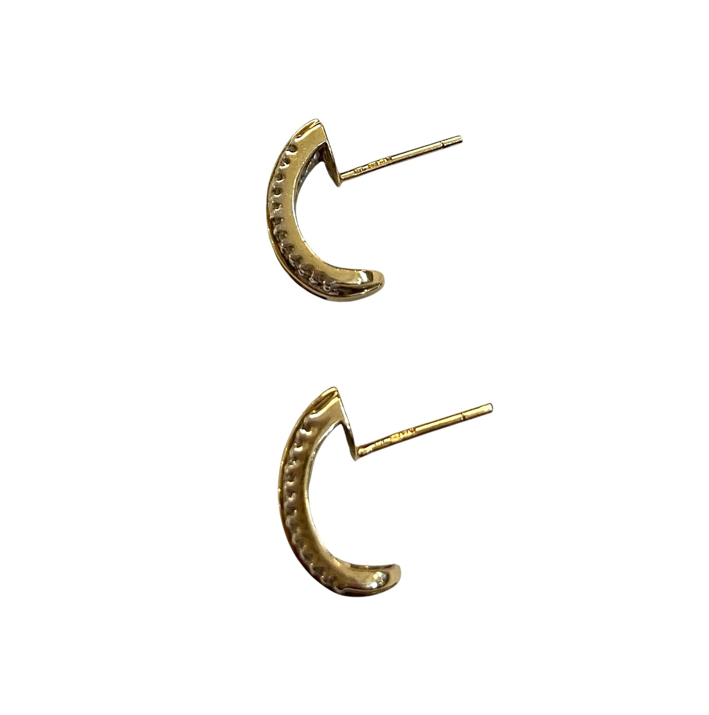 9ct vintage emerald and diamond half hoop earrings