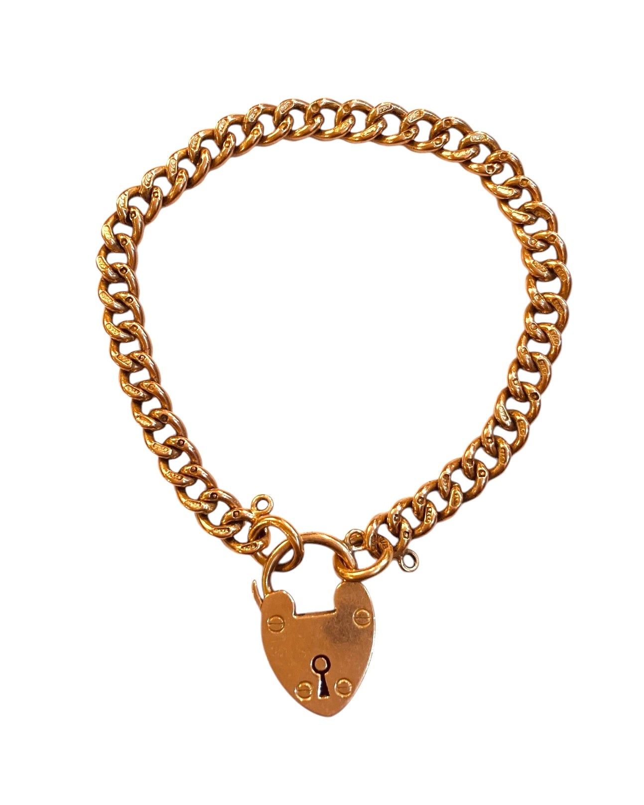 9ct antique rose gold curb link bracelet circa 1902 (16.5g)