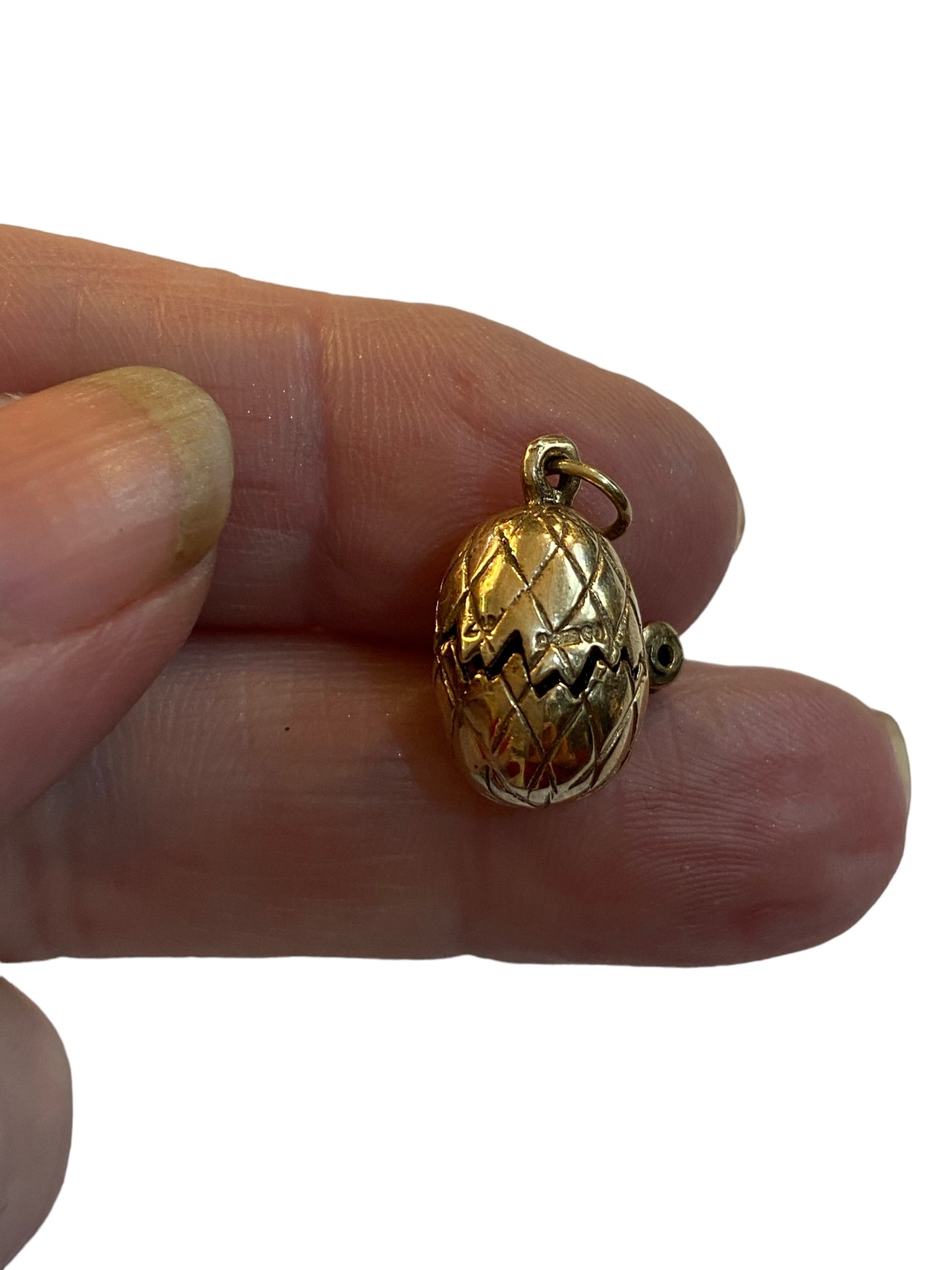 9ct vintage egg charm with enamel chick inside circa 1965