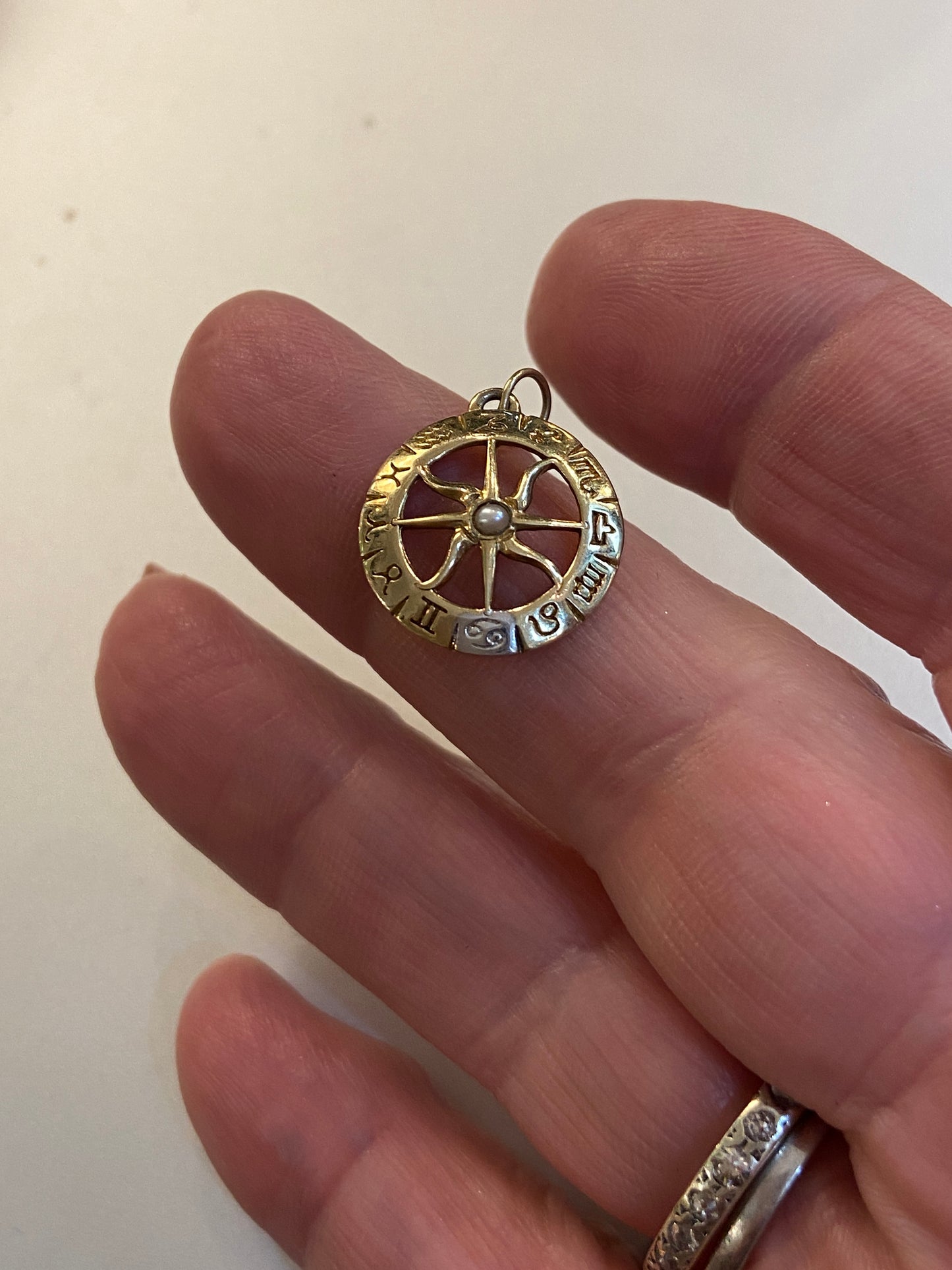 9ct vintage pisces astrology pendant / charm