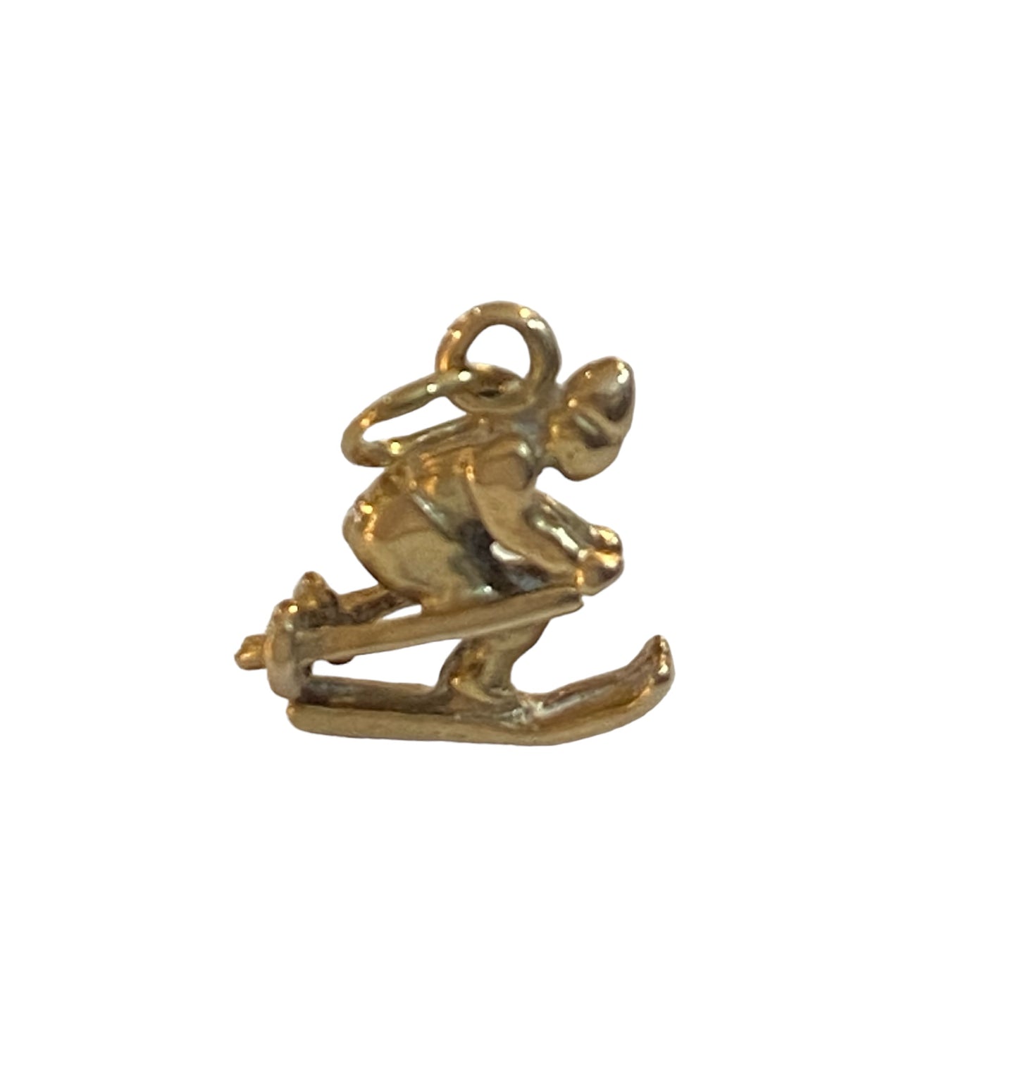 9ct vintage skier charm / pendant