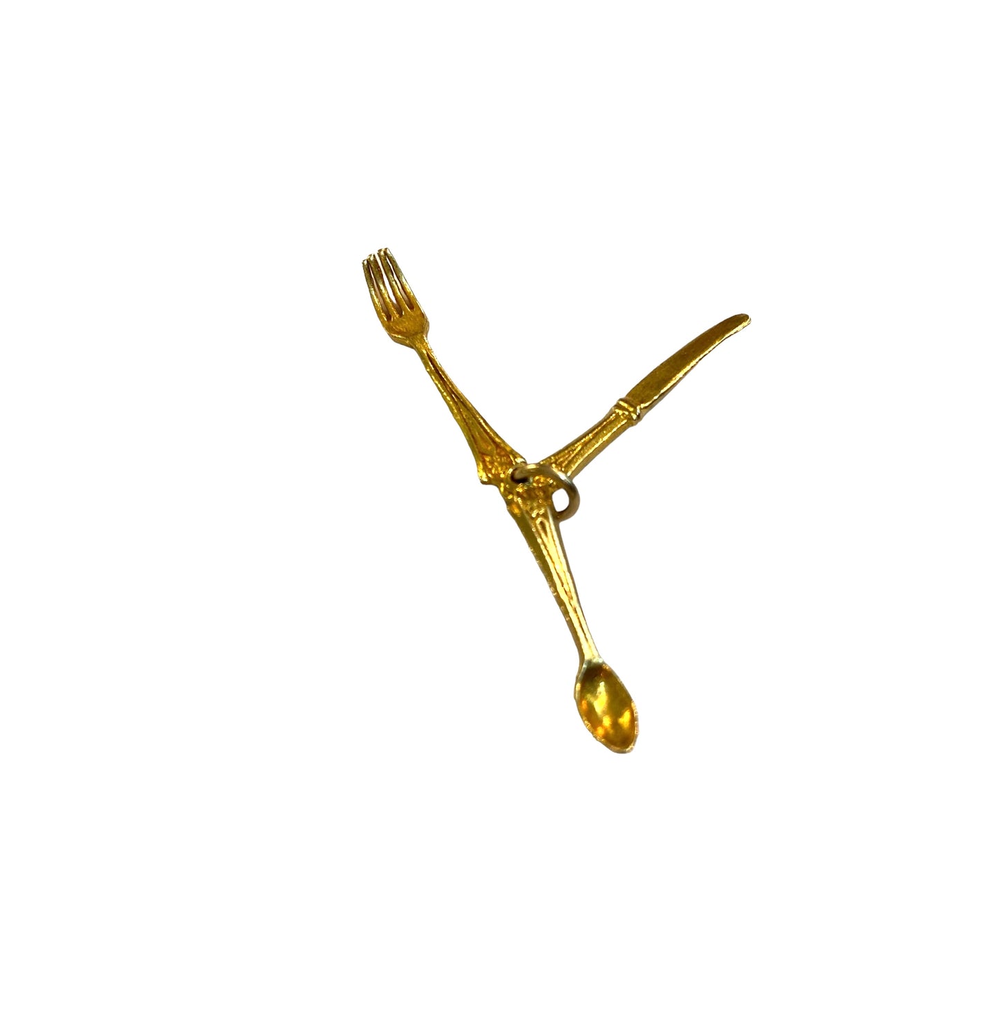 9ct vintage knife fork and spoon charm. ideal foodie gift circa 1971