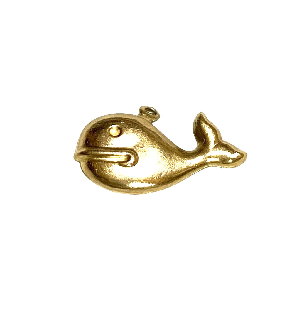 9ct vintage HOLLOW whale charm.