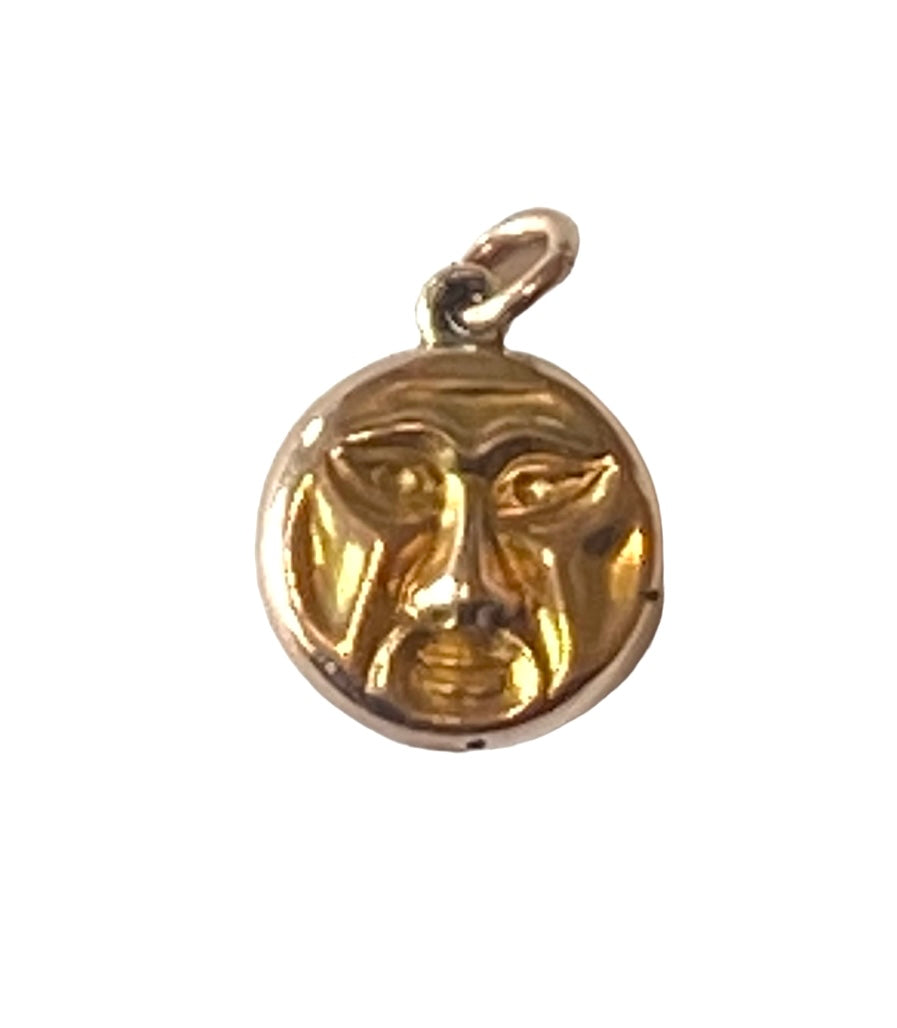 9ct vintage rose gold sun charm . happy on one side sad on the other