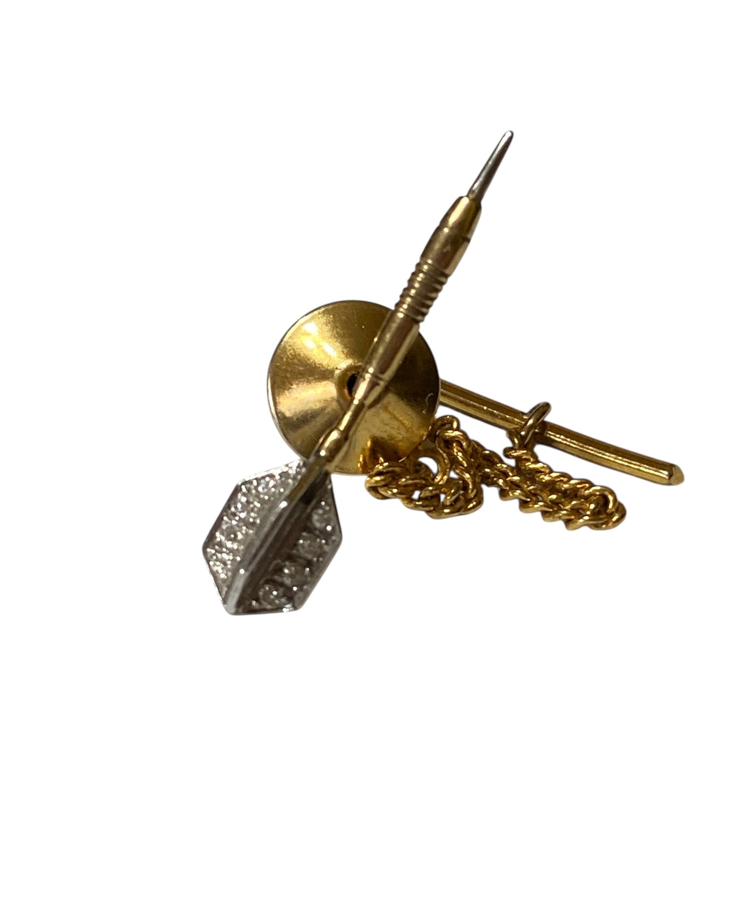 9ct vintage diamond dart tie pin. circa 1985