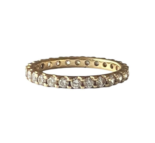 9ct pre owned diamond eternity ring in yellow gold size O