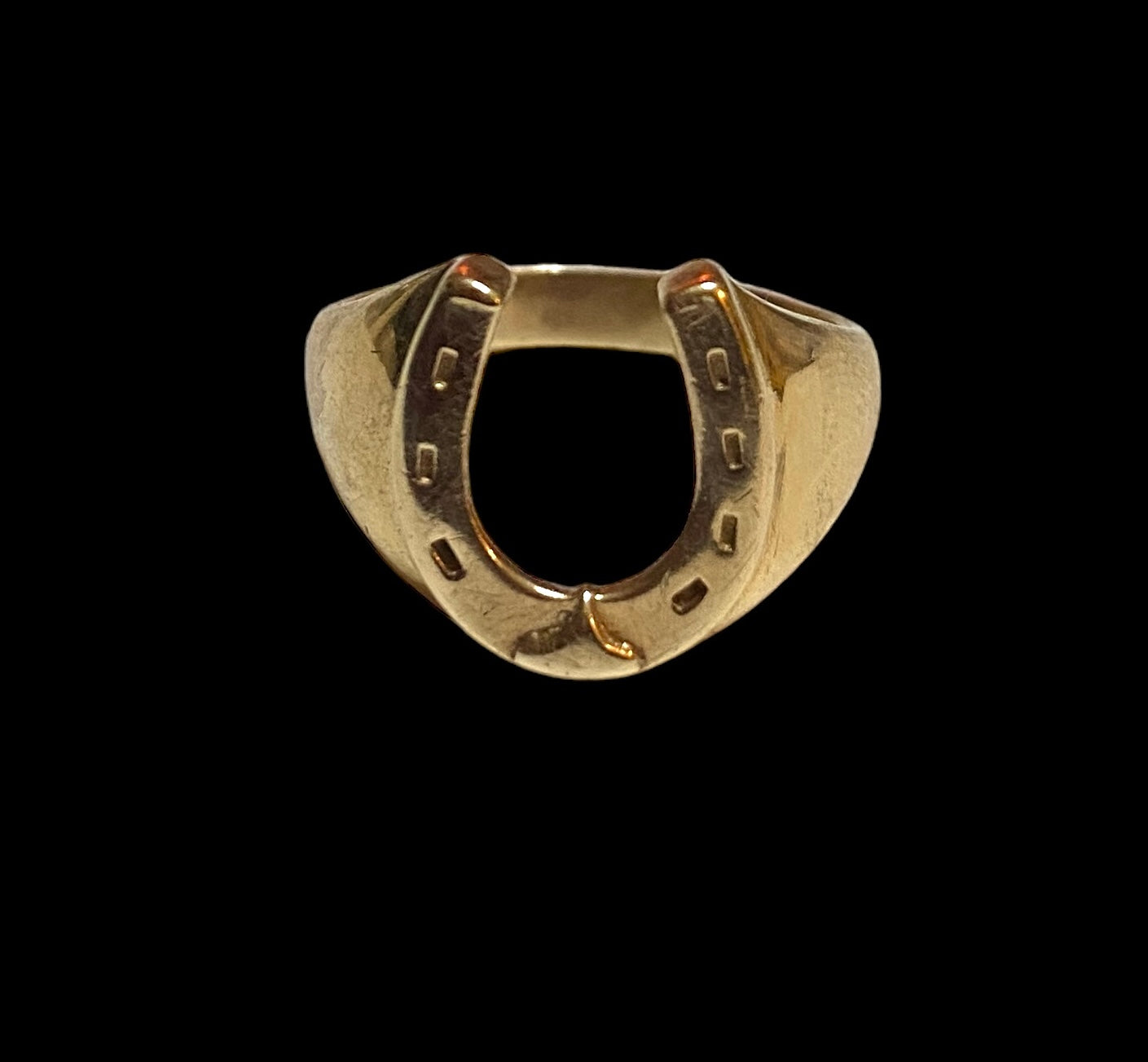9ct vintage horseshoe ring size Q 1/2 4.0g maker WHC
