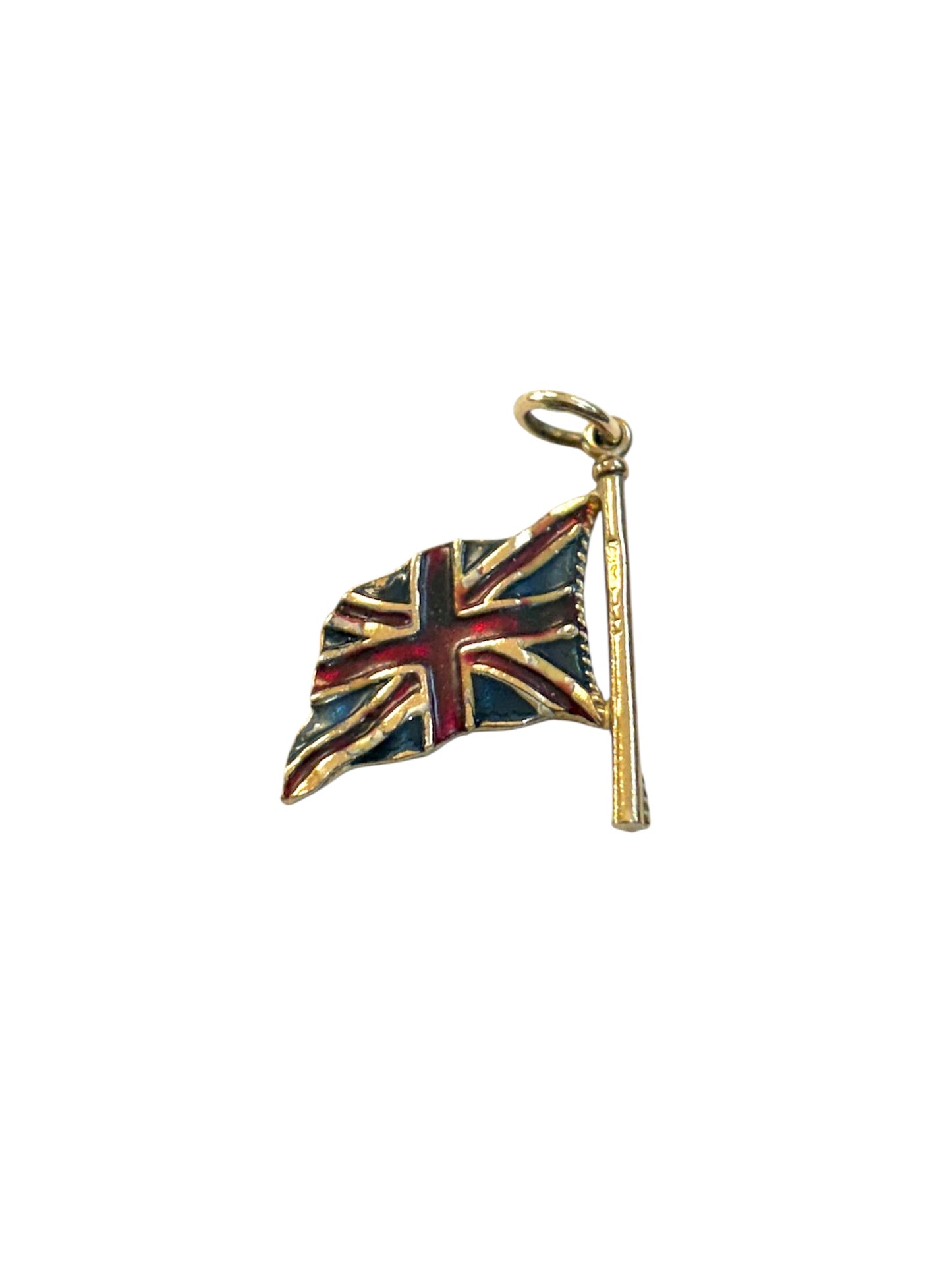 9ct vintage union jack flag circa 1975. enamelled 2.4g