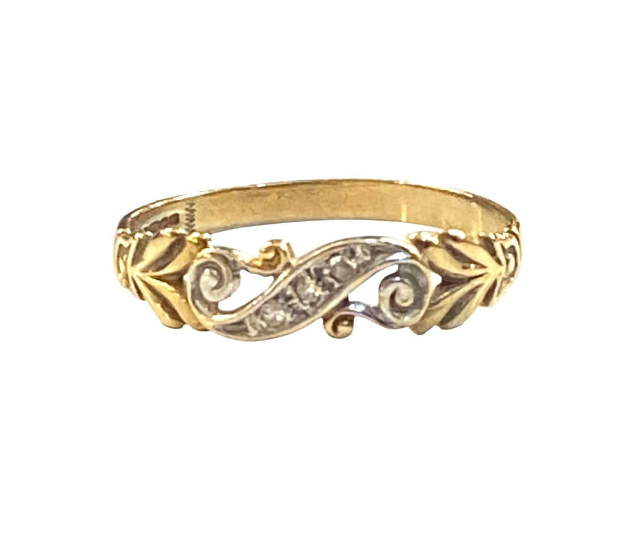 9ct vintage diamond ring, stacking ring size R circa 1989