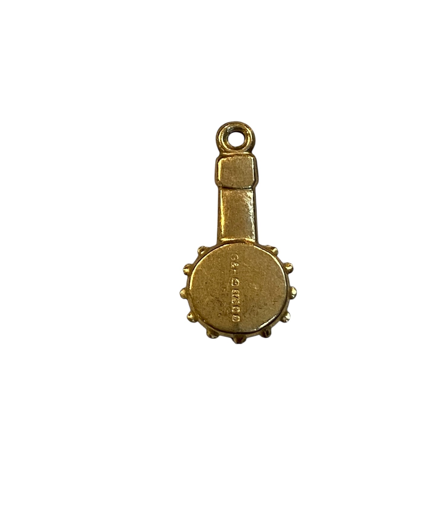 9ct vintage banjo charm, small 0.5g circa 1978