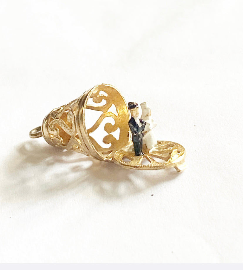 9ct wedding bell charm opening circa 1975