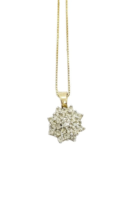 10ct pre owned diamond cluster and chain necklace