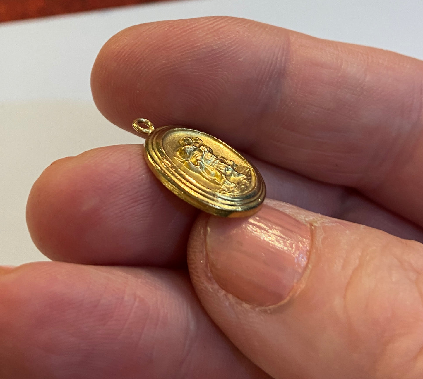 9ct vintage St Christopher charm / pendant oval, hollow 0.9 by FM