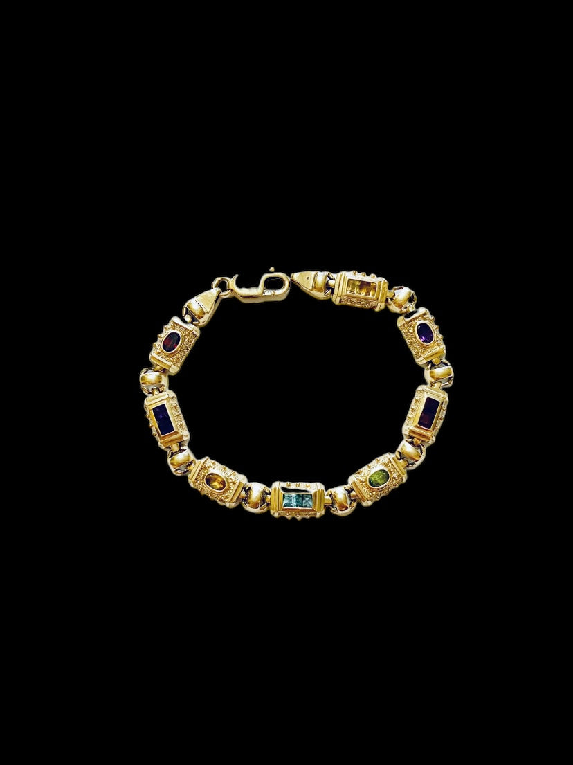 14ct multi gem stone bracelet large size 8 inches