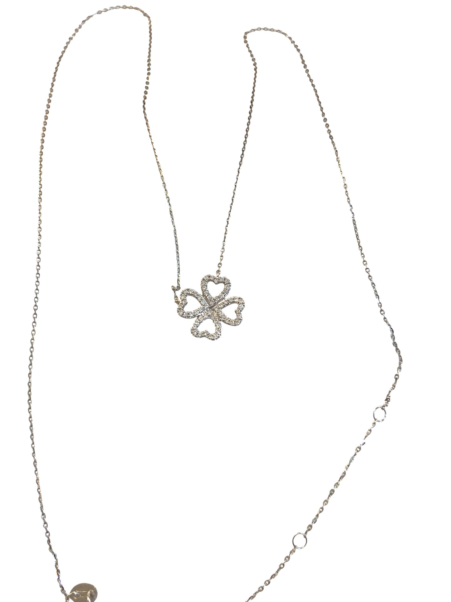 9ct pre owned diamond four leaf clover necklace 18,17 & 16 inch
