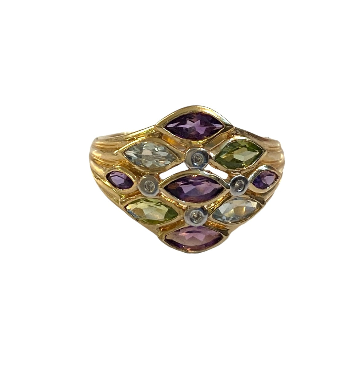 14ct 585 gold multi gemstone ring size Q