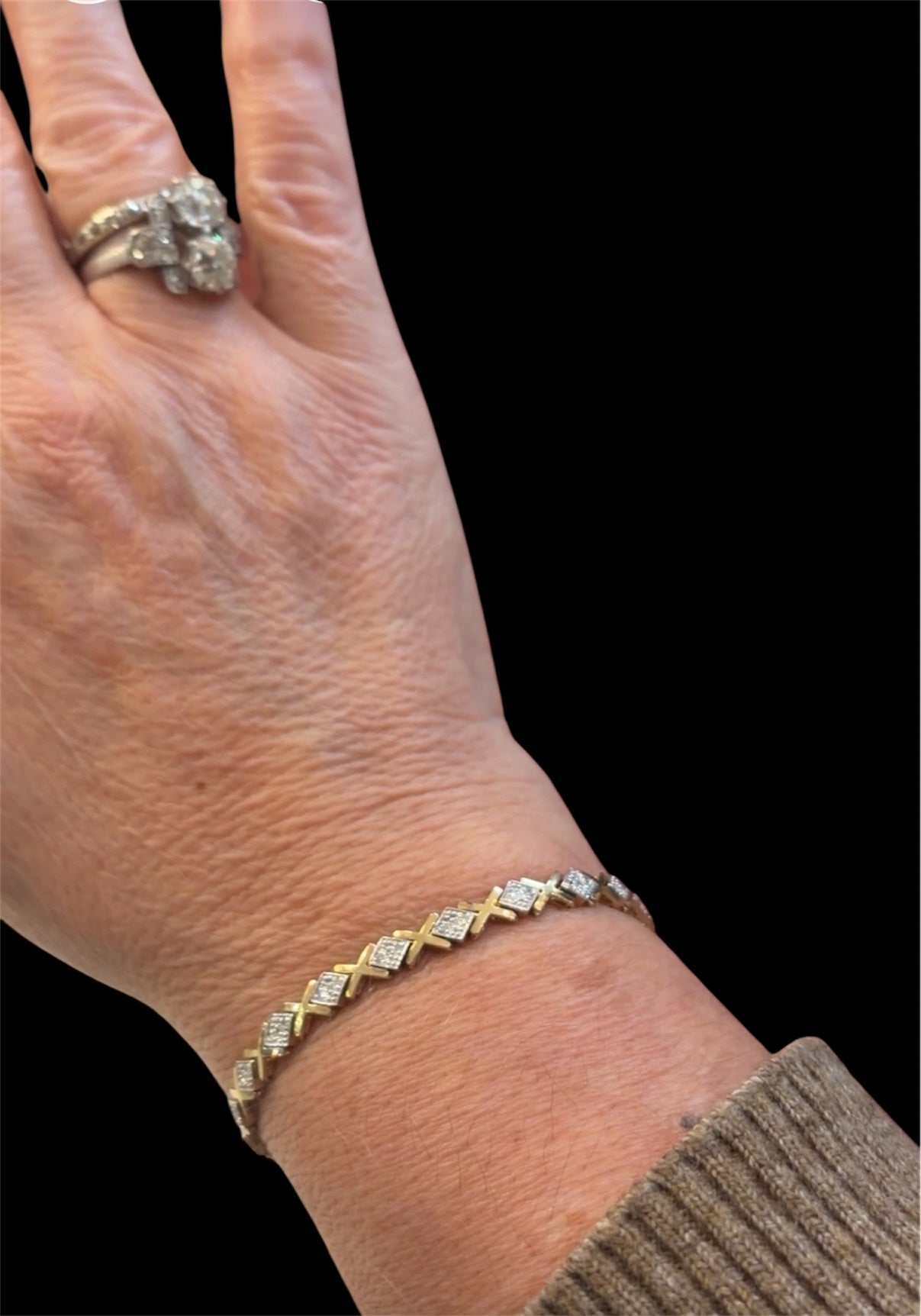 9ct vintage diamond bracelet, tennisbracelet 0.40ct diam, 7 inches