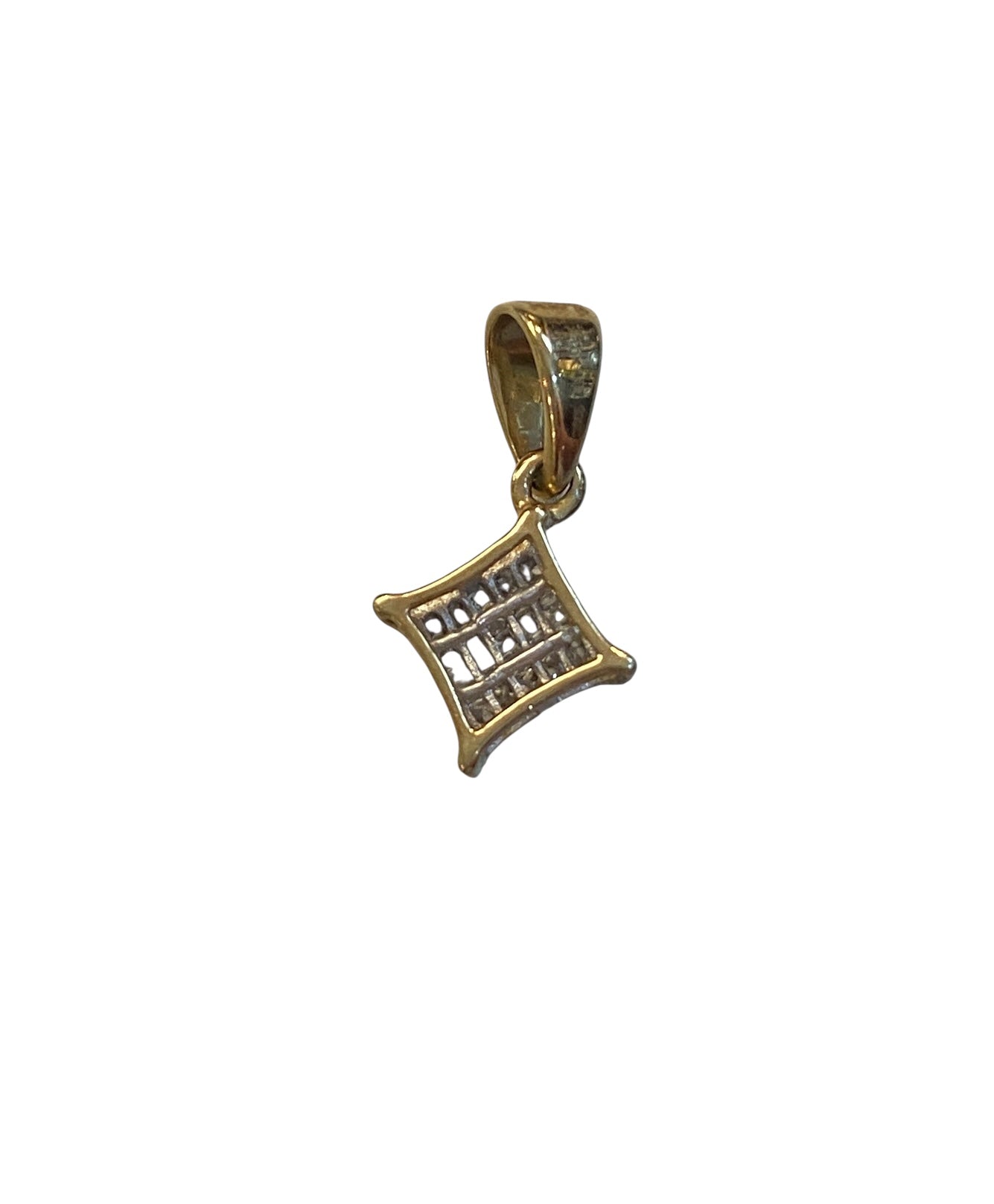 9ct vintage diamond shape diamond charm/ pendant