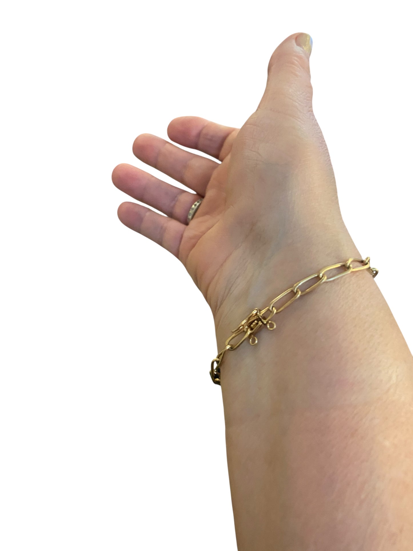 9ct vintage bracelet, paper clip link 7.5 inches 19 cm 7.5g