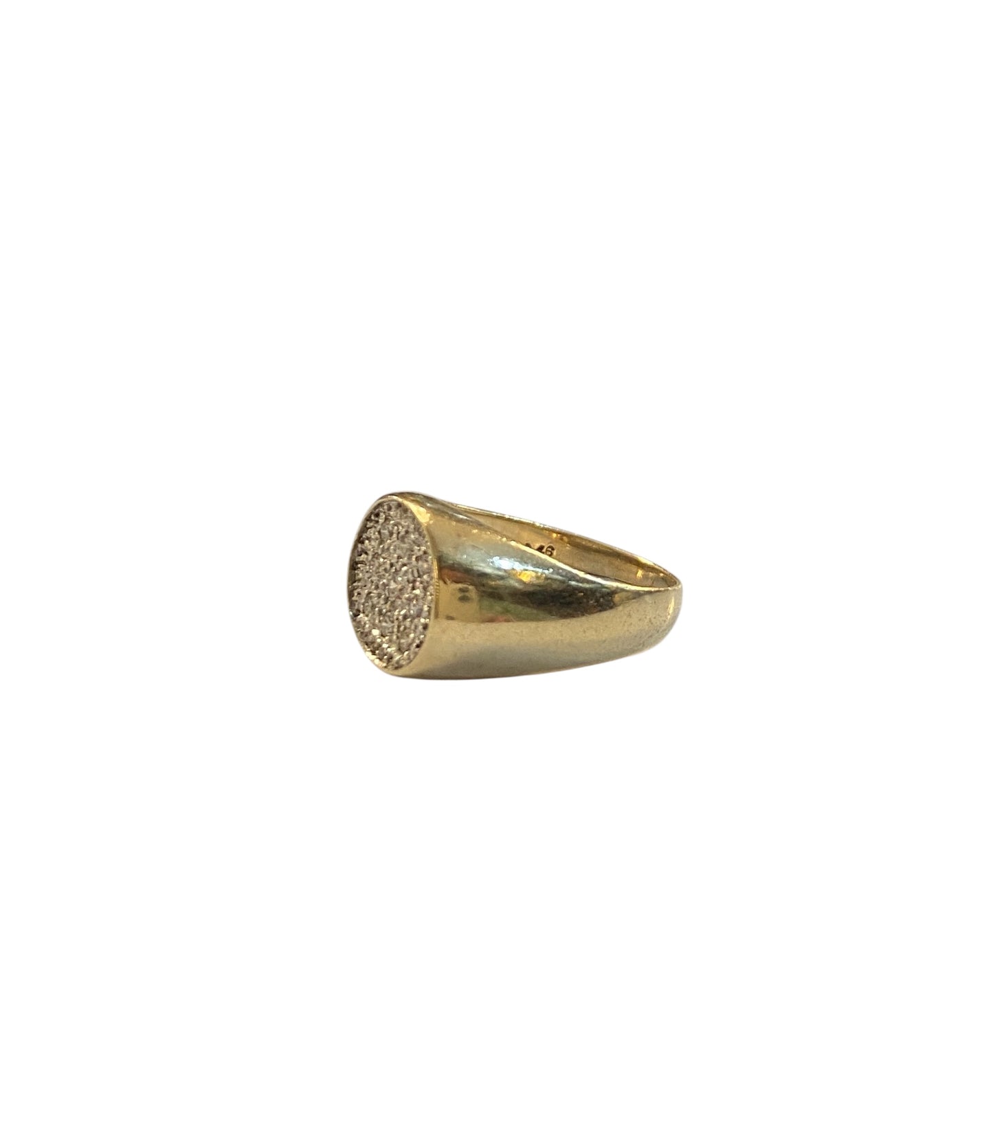9ct vintage diamond signet ring ring size P. circa 1981
