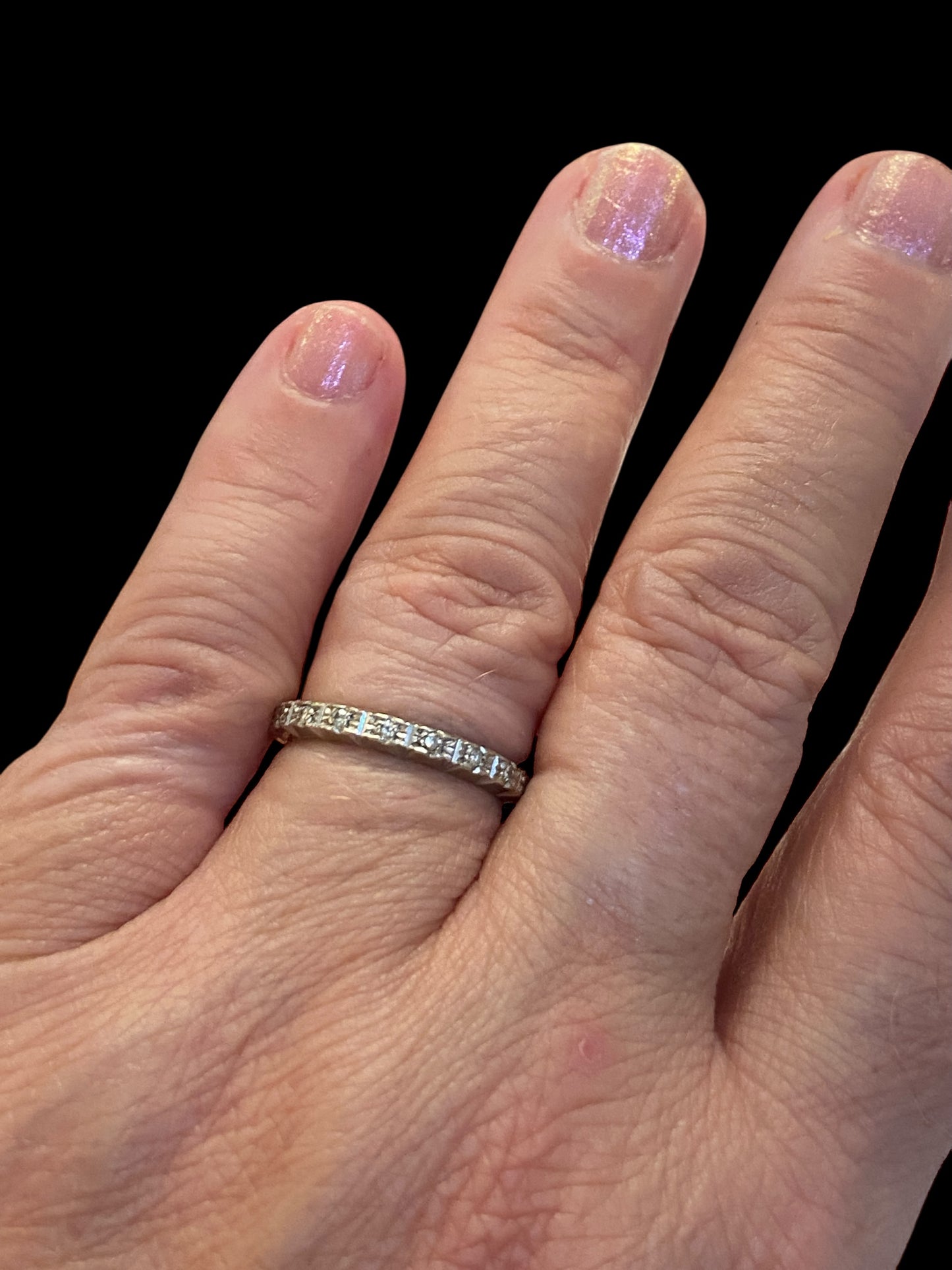 14ct 585 white gold diamond eternity ring . ring size M