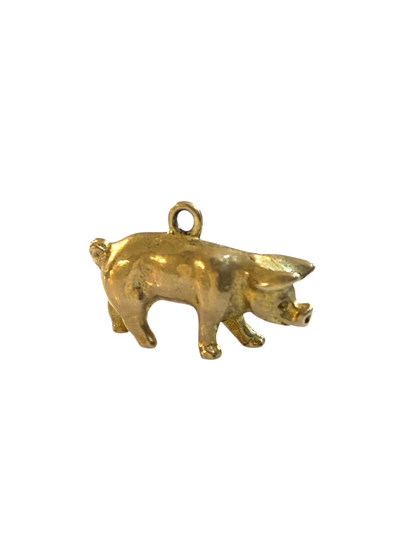 9ct vintage pig charm. solid 9ct gold circa 1966. 3.9g