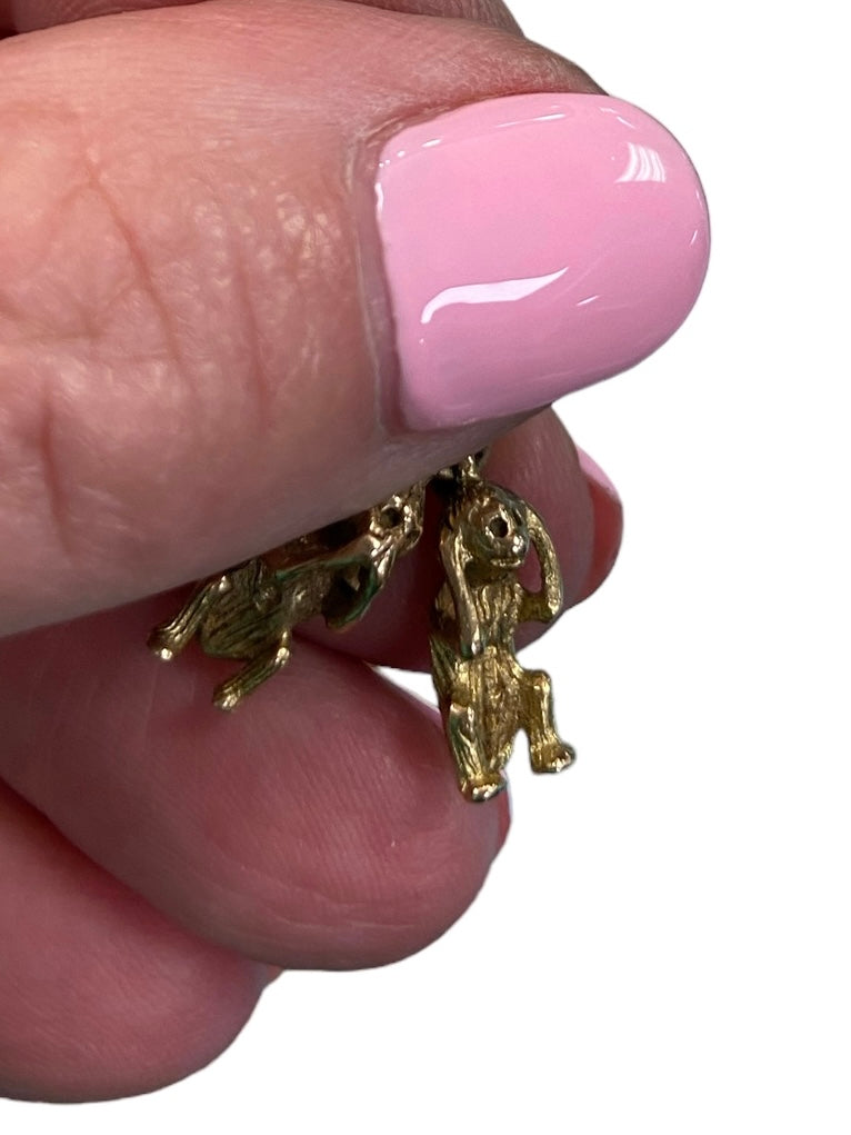 9ct vintage three wise money charm