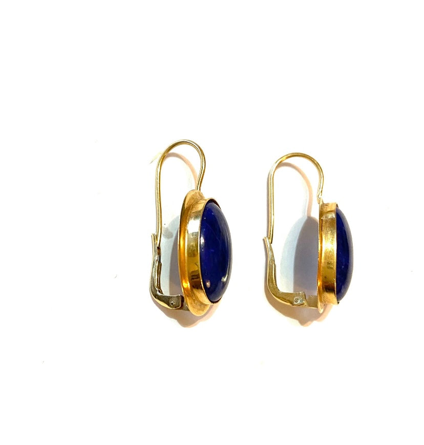 14ct 585 pre owned large lapis lazuli drop earrings