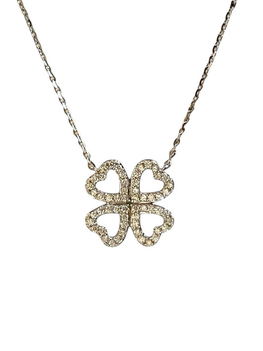 9ct pre owned diamond four leaf clover necklace 18,17 & 16 inch
