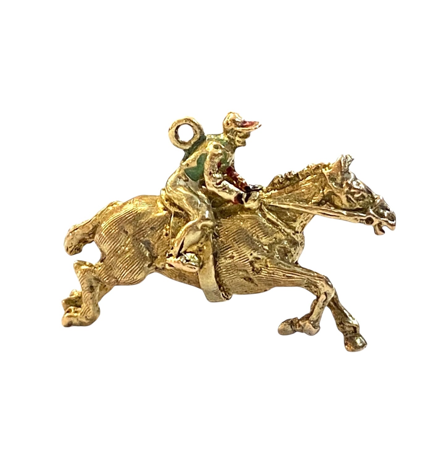 9ct vintage horse and jockey charm, circa 1963 . large 8.3g