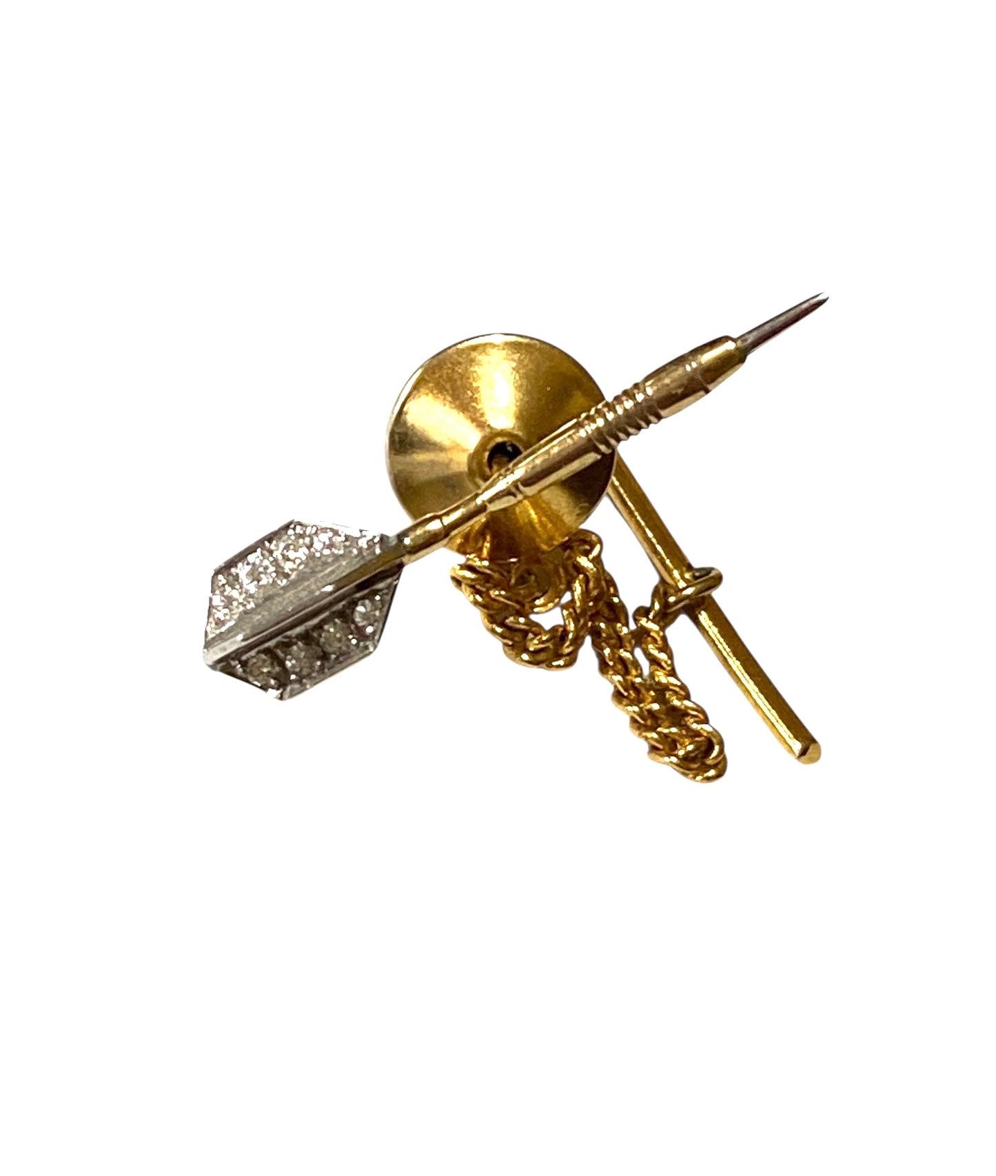 9ct vintage diamond dart tie pin. circa 1985